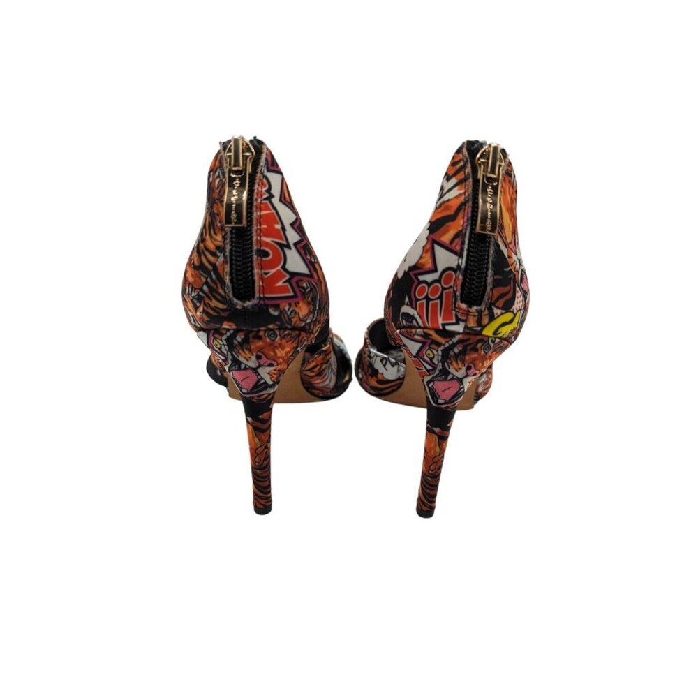 Nicole Miller Atelier Tiger Comic Print Open Toe Pump Shoes 8.5 M NEW - Picture 3 of 10
